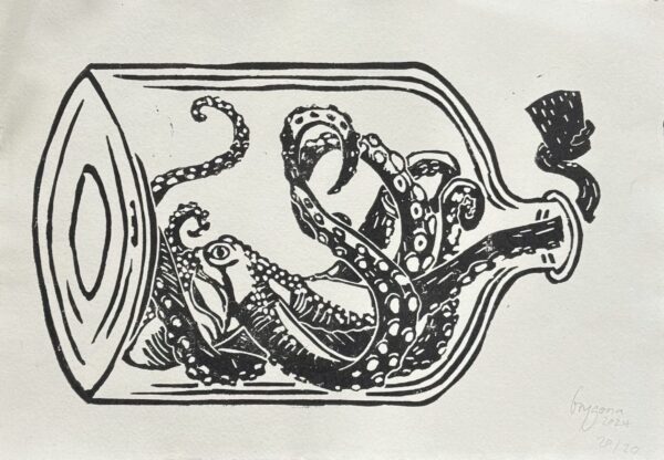 Linoldruck "Oktopus"